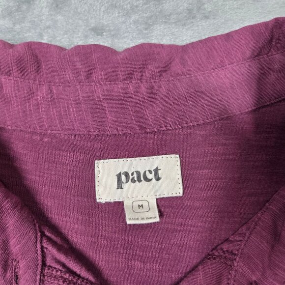 Pact Top Womens Medium Burgundy Organic Cotton Oversized Boxy Casual Button Up - Picture 2 of 7